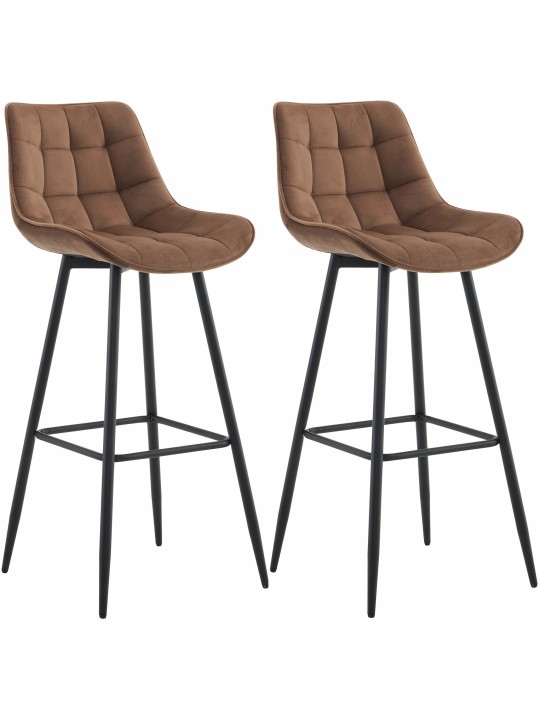 Sæt med 2 barstole Dartford velvet, brun