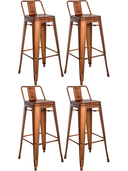 Sæt med 4 barstole Mason, kobber