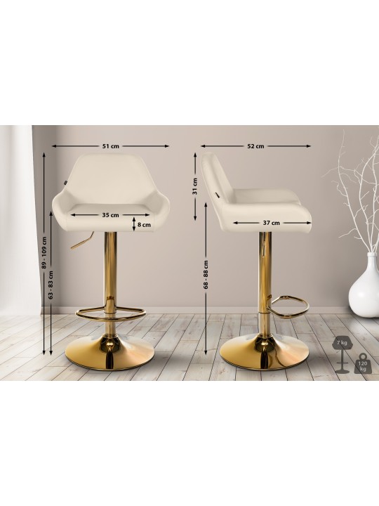 Barstol Braga Gold imiteret læder, creme