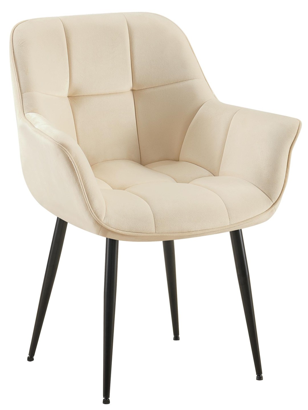 Roseville fløjl spisestuestol, creme
