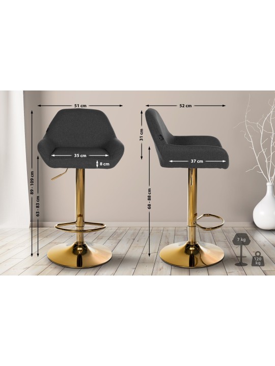 Barstol Braga Guld stof, sort