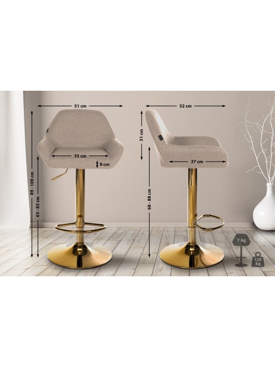 Barstol Braga Guld stof, taupe