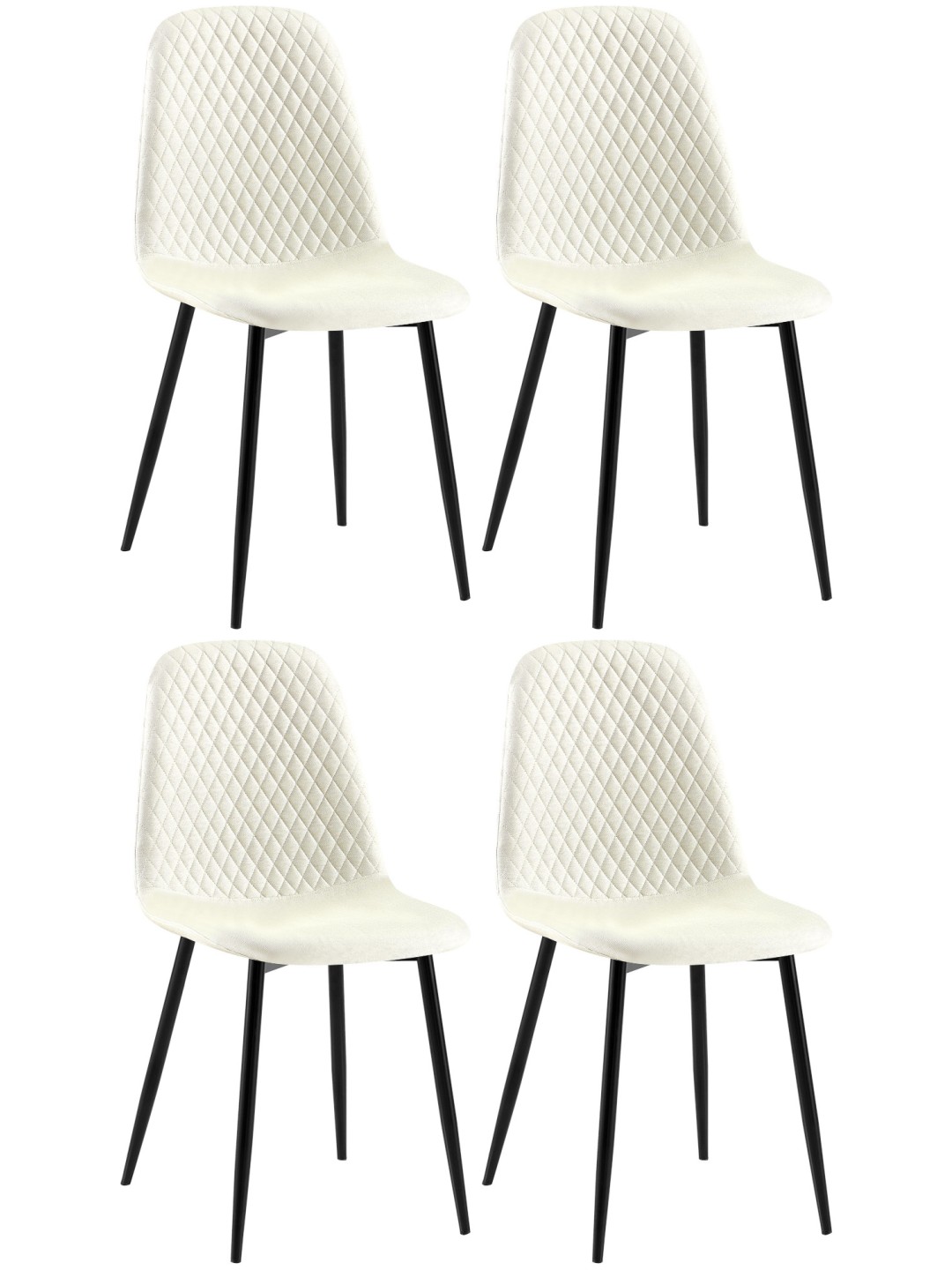 Sæt med 4 stole Giverny stof, creme