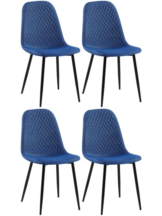 Sæt med 4 stole Giverny stof, blå