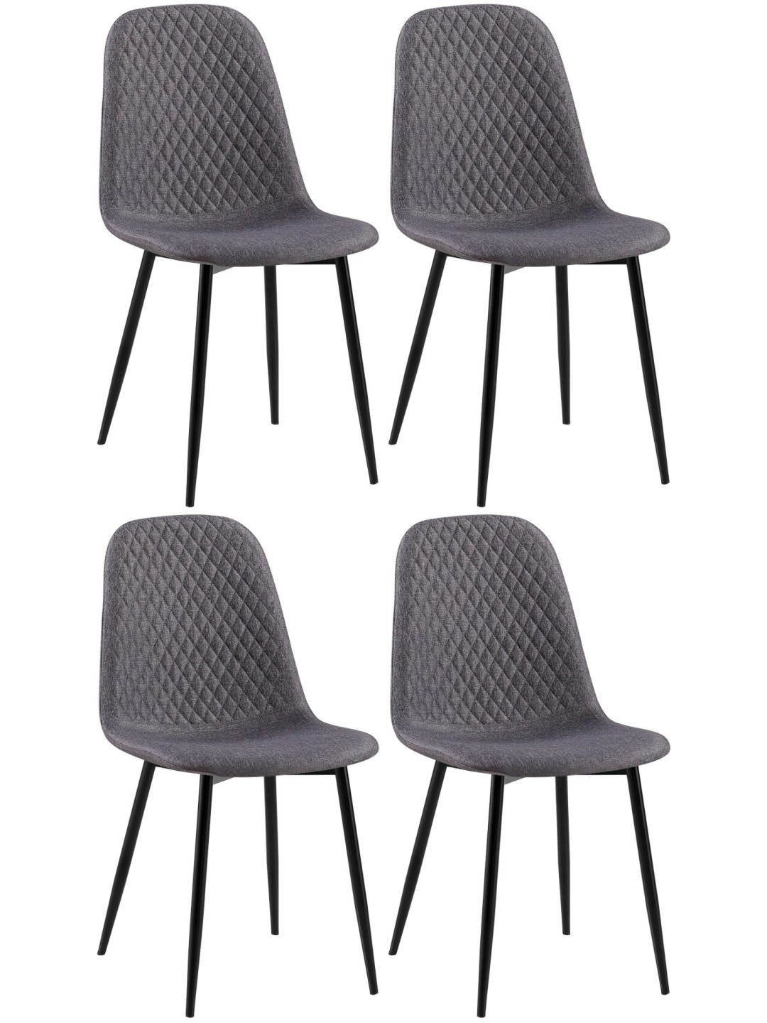 Sæt med 4 stole Giverny stof, mørkegrå