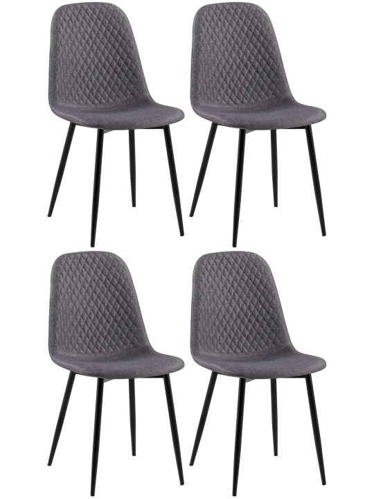 Sæt med 4 stole Giverny stof, mørkegrå