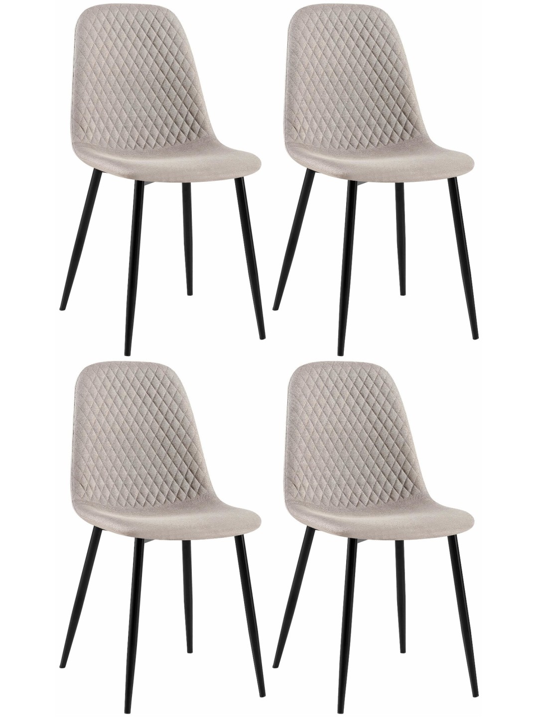Sæt med 4 stole Giverny stof, grå
