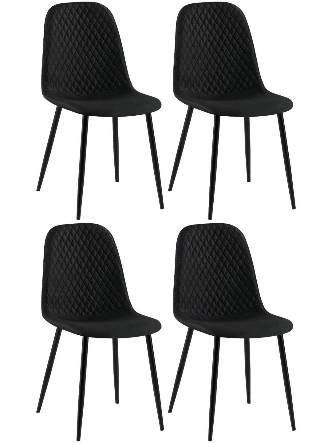 Sæt med 4 stole Giverny stof, sort