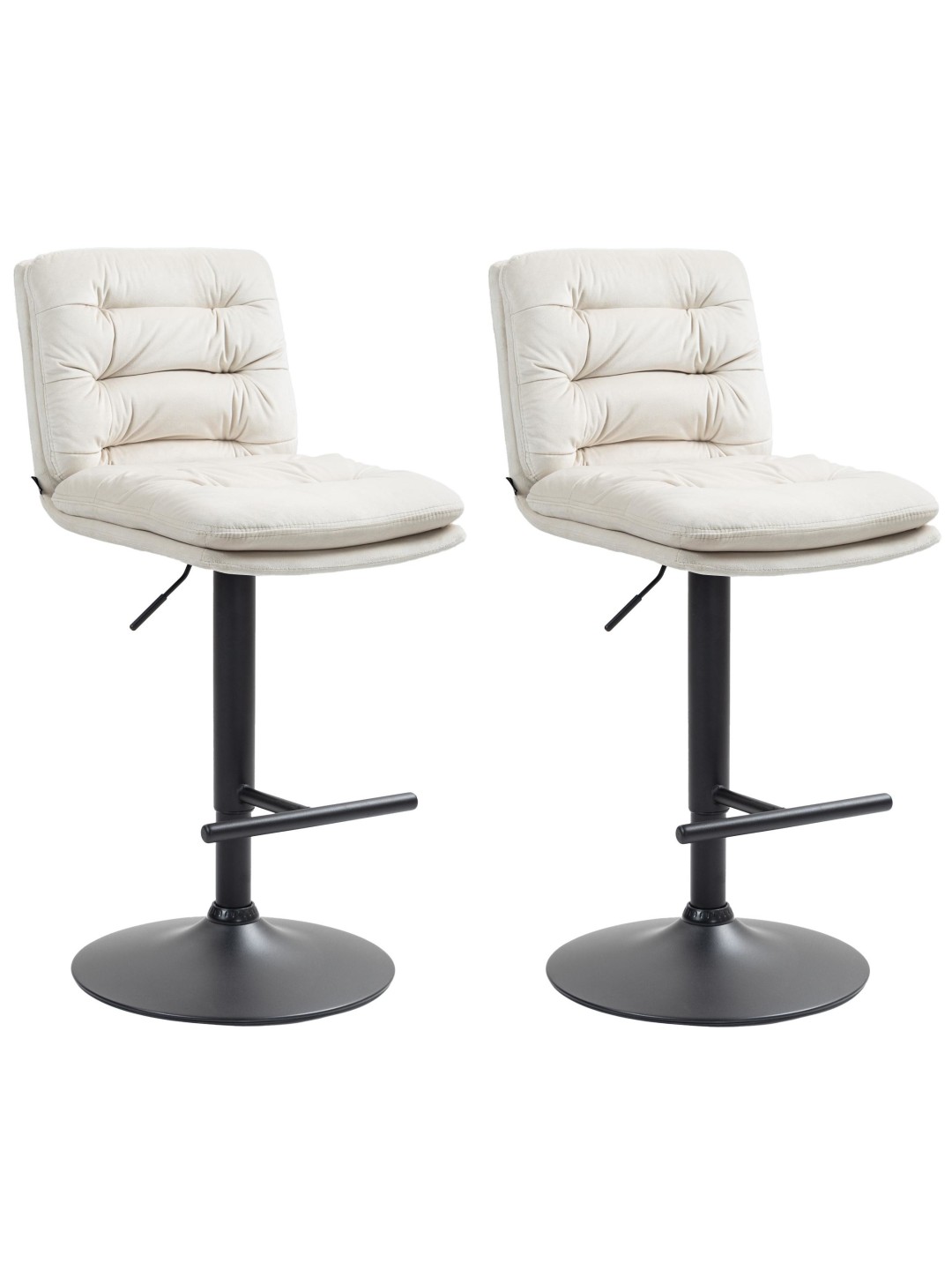 Sæt med 2 barstole Damar velvet, creme