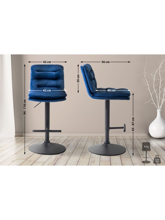 Sæt med 2 barstole Damar velvet, blå Sæt med 2 barstole Damar velvet, blå