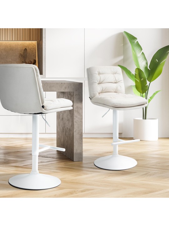 Sæt med 2 barstole Damar velvet, creme