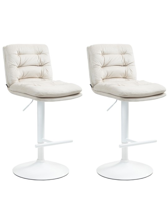 Sæt med 2 barstole Damar velvet, creme