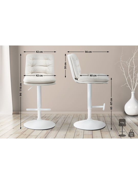 Sæt med 2 barstole Damar velvet, creme