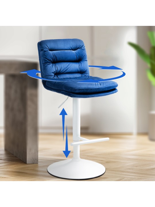 Sæt med 2 barstole Damar velvet, blå