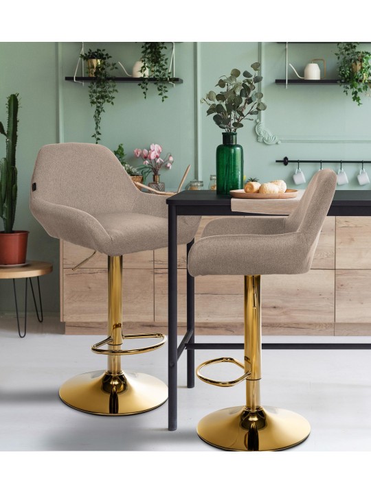 Sæt med 2 barstole Braga Guldstof, taupe