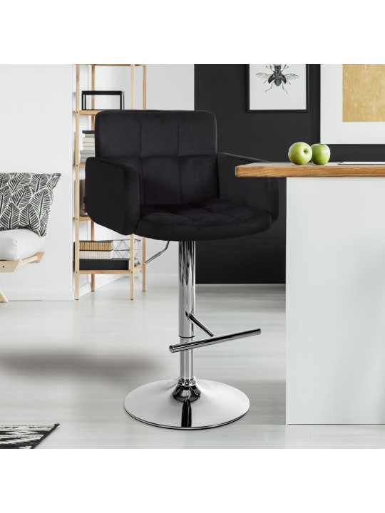 Barstol Los Angeles Velvet Chrome, sort Barstol Los Angeles Velvet Chrome, sort
