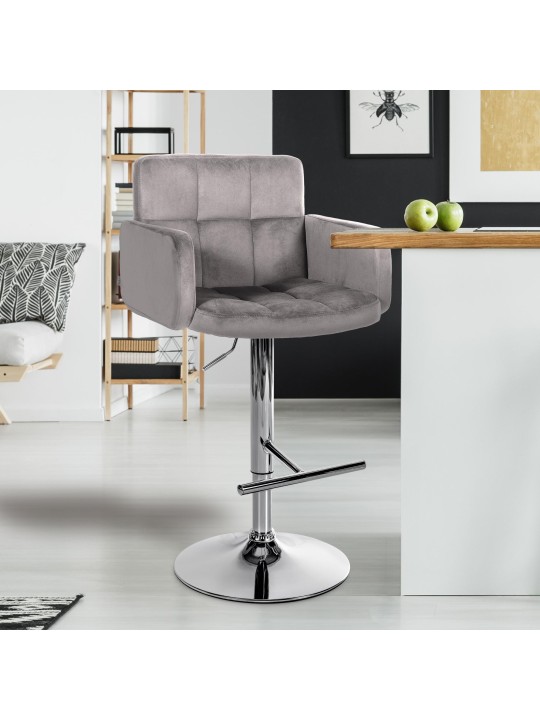Barstol Los Angeles Velvet Chrome, grå