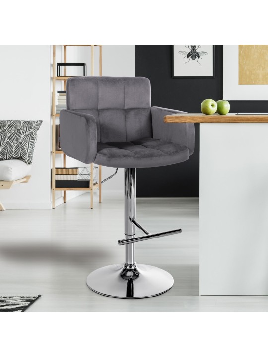 Barstol Los Angeles Velvet Chrome, mørkegrå