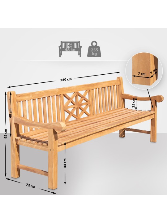 Teak bænk Florida 240 cm, teak