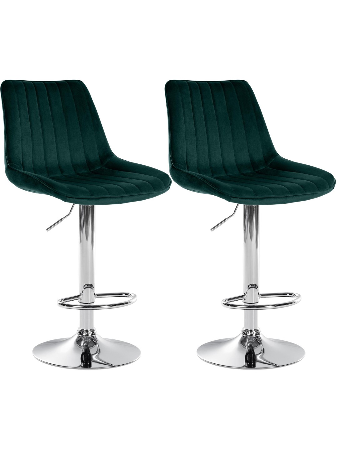 Sæt med 2 barstole Toni velour chrome, grøn