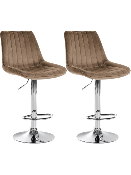 Sæt med 2 barstole Toni velour chrome, brun