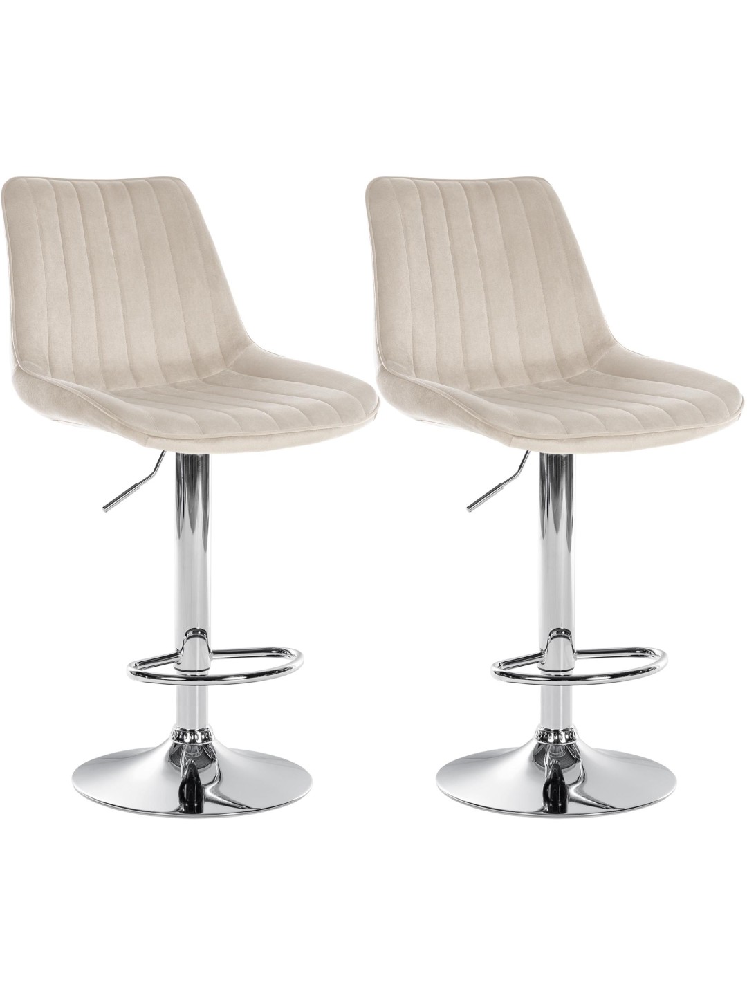 Sæt med 2 barstole Toni velour chrome, creme