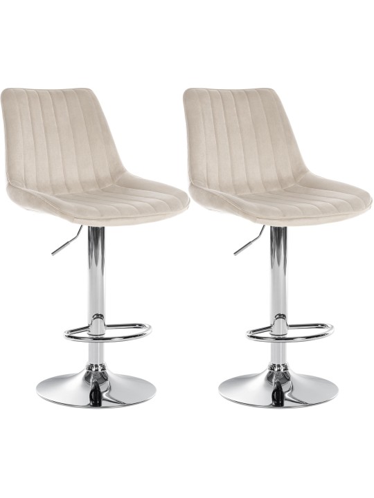 Sæt med 2 barstole Toni velour chrome, creme