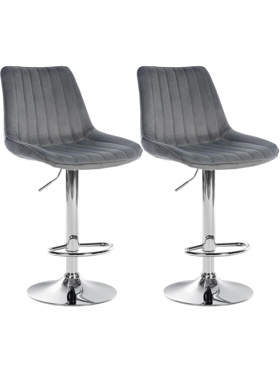 Sæt med 2 barstole Toni velour chrome, mørkegrå