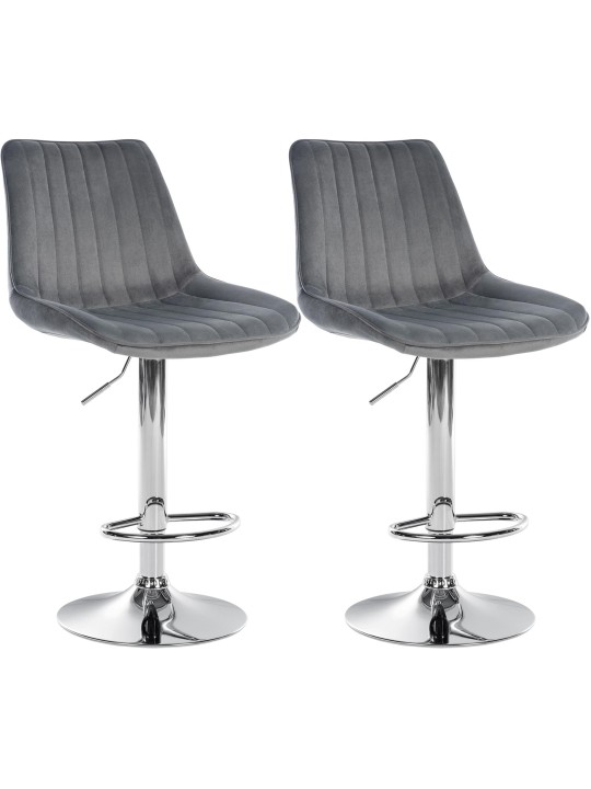 Sæt med 2 barstole Toni velour chrome, mørkegrå