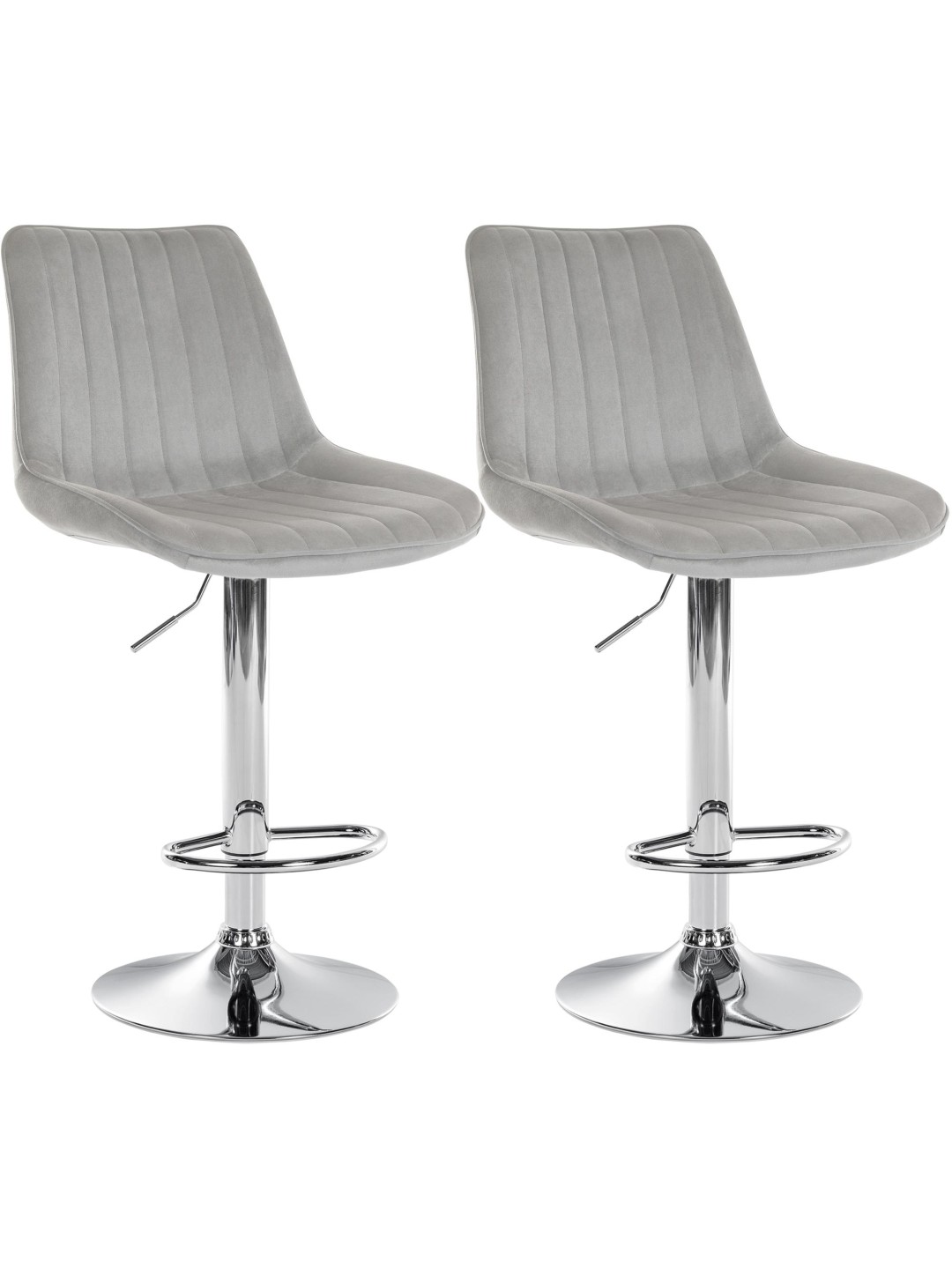 Sæt med 2 barstole Toni velour chrome, grå