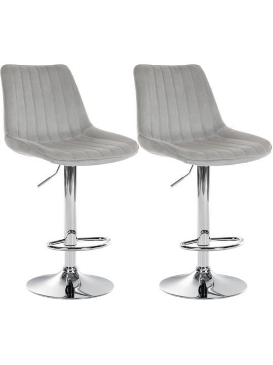 Sæt med 2 barstole Toni velour chrome, grå