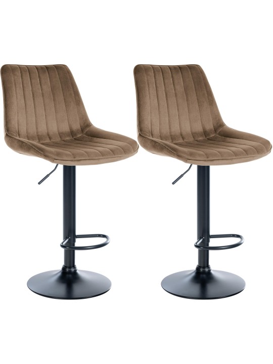 Sæt med 2 barstole Toni velvet, brun