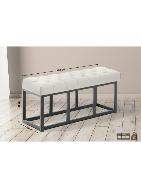 Bænk Amun stof B100, creme