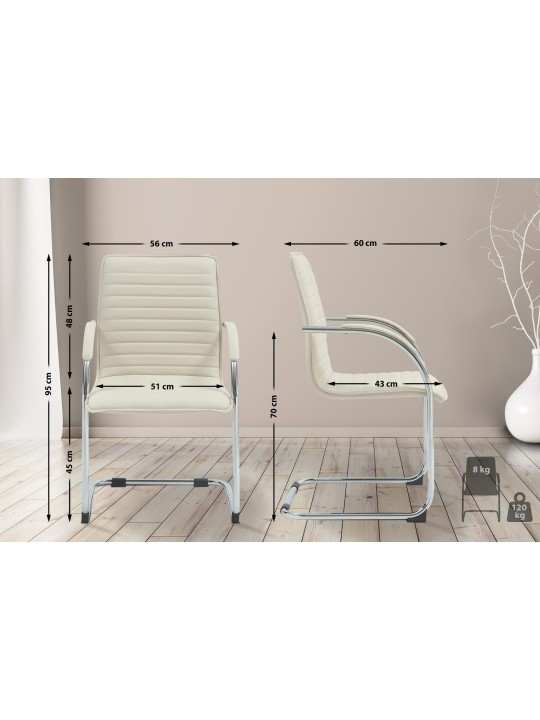 Besøgsstol Tira kunstlæder, creme