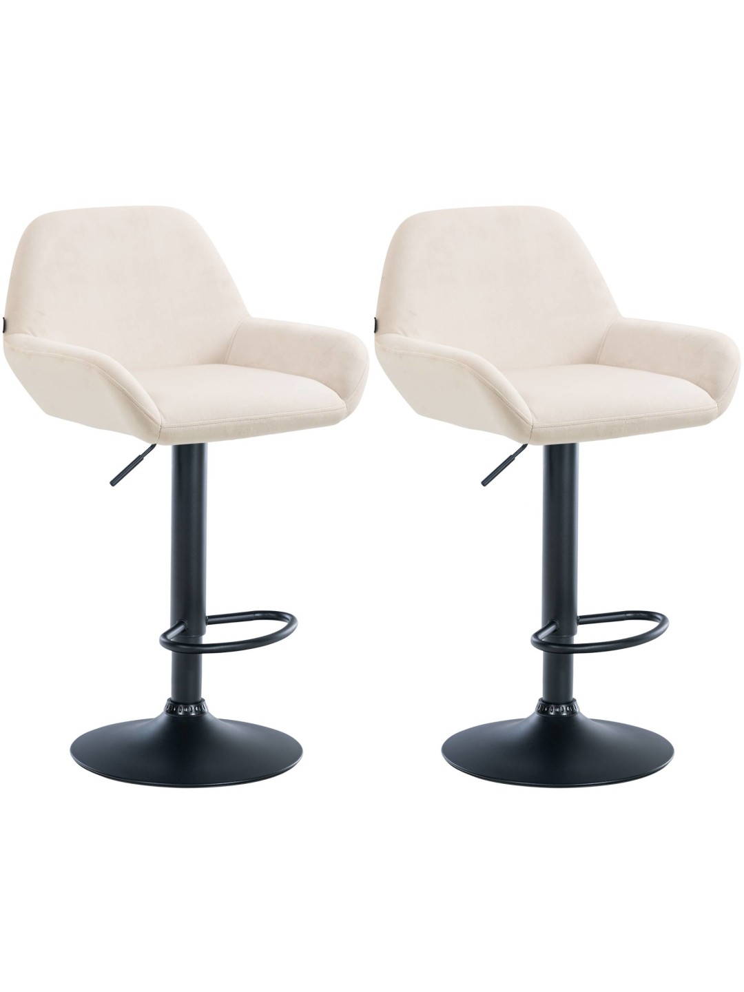 Sæt med 2 barstole Braga velvet, creme