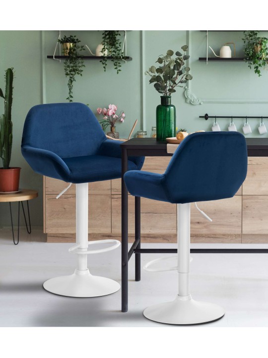 Sæt med 2 barstole Braga velvet, blå