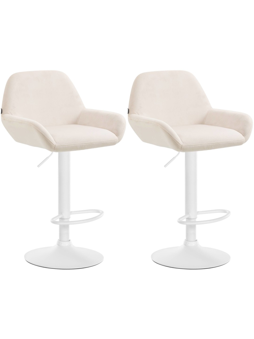 Sæt med 2 barstole Braga velvet, creme