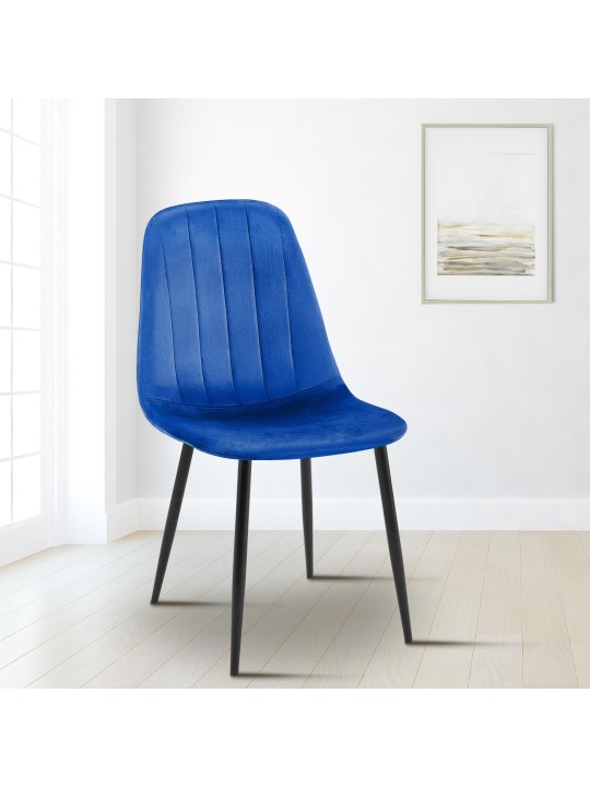 Sæt med 4 spisestuestole Baxter velvet, blå