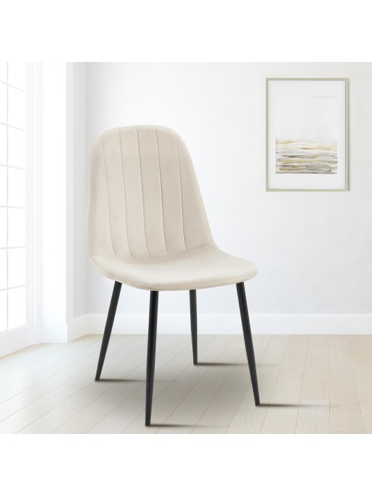 Sæt med 4 spisestuestole Baxter velvet, cremehvid