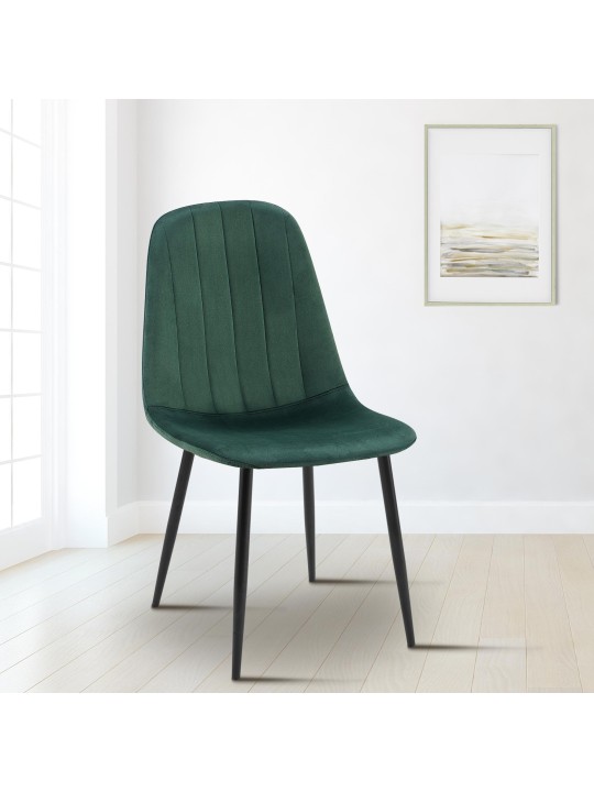 Sæt med 4 spisestuestole Baxter velvet, grøn