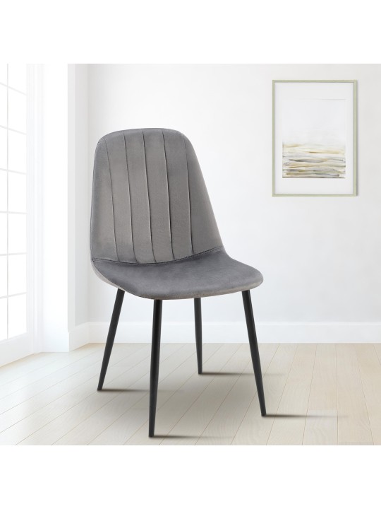 Sæt med 4 spisestuestole Baxter velvet, mørkegrå