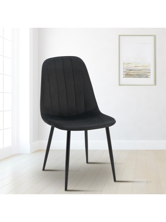 Sæt med 4 spisestuestole Baxter velvet, sort