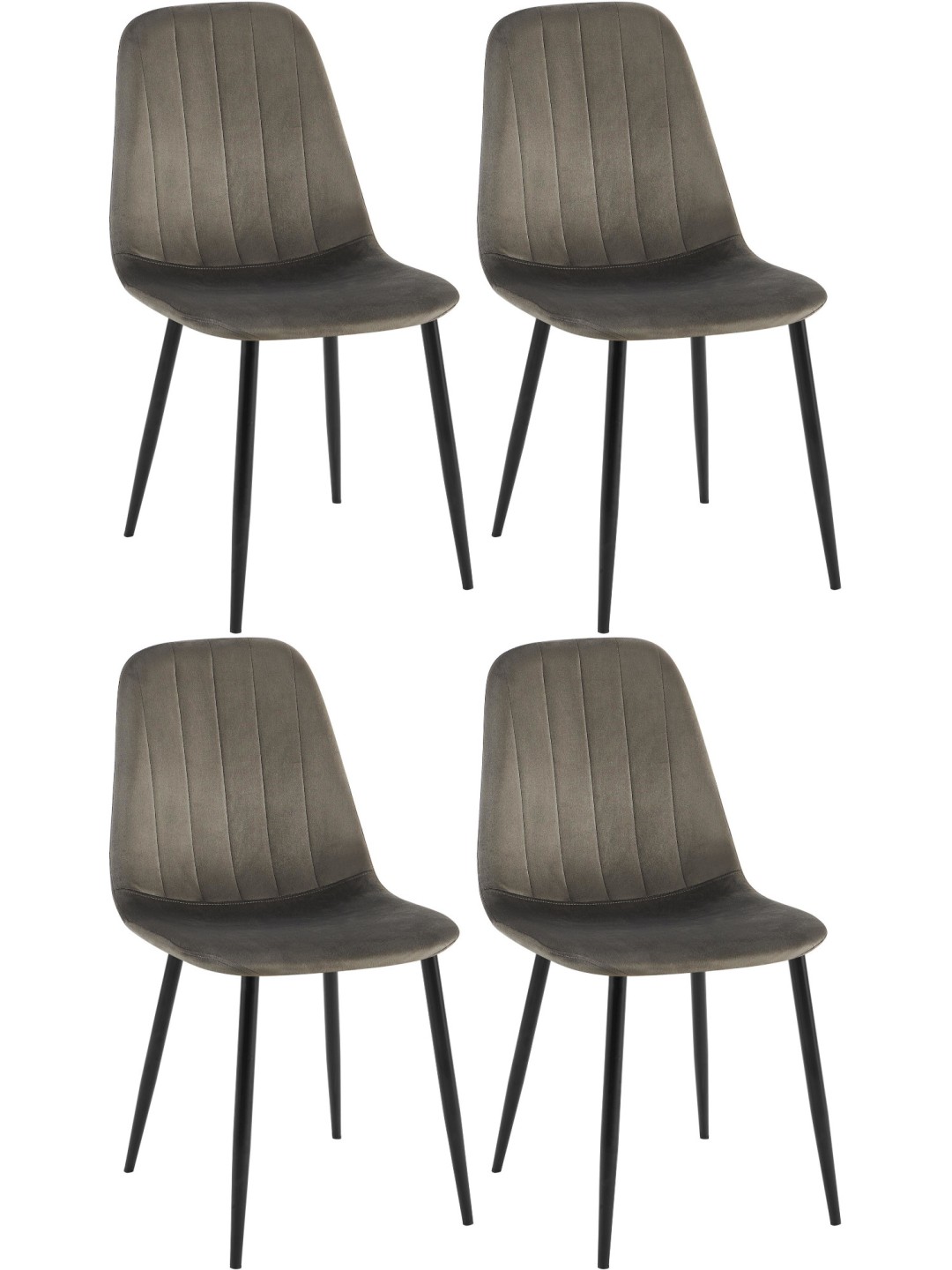 Sæt med 4 spisestuestole Baxter velvet, antracit