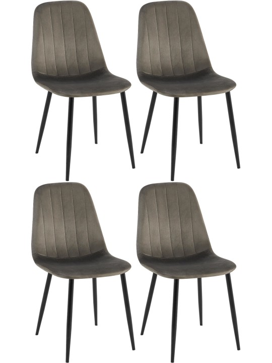 Sæt med 4 spisestuestole Baxter velvet, antracit