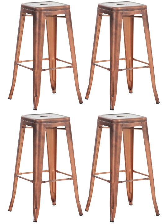 Sæt med 4 barstole Joshua, kobber