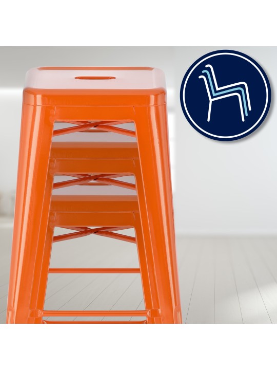 Sæt med 4 barstole Joshua, orange