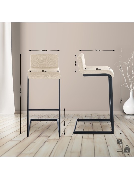 Barstol Newport stof B, creme