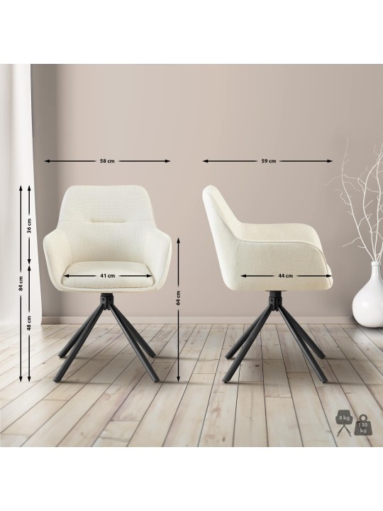 Stol Tipton stof, creme