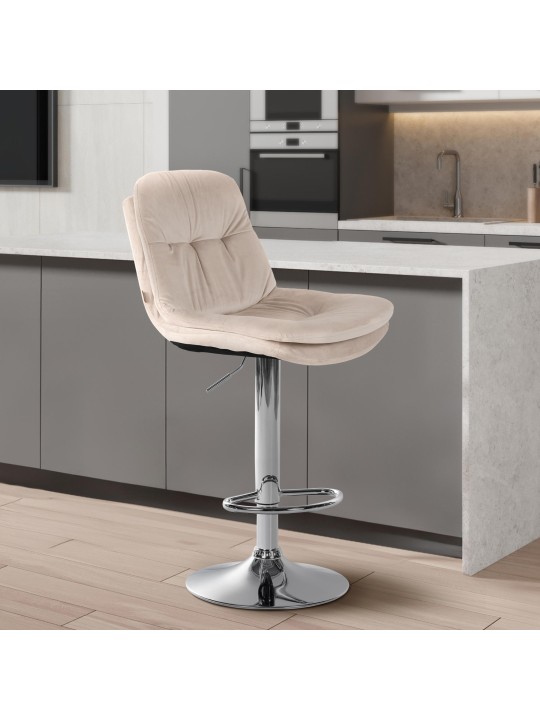 Barstol Laurel velour krom, creme