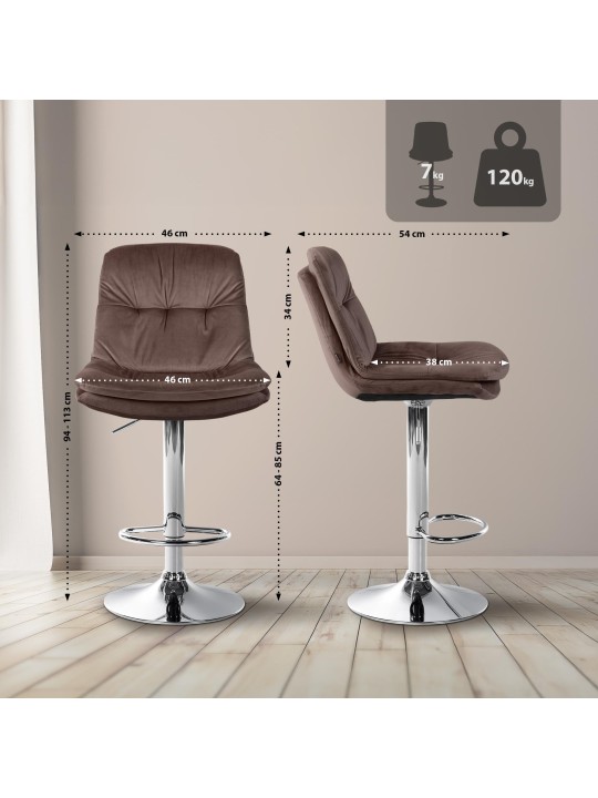 Barstol Laurel Velvet Chrome, brun